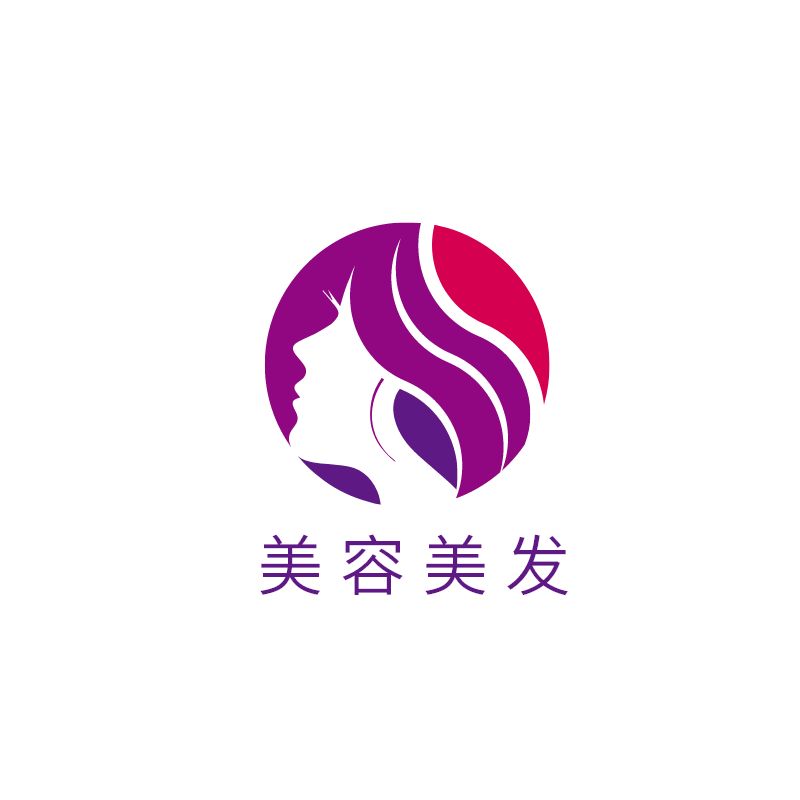 紫色抽象美容美发logo标志设计-深圳快印客-七色鱼